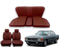 Set Sitzbezüge bis Bj. 84 + Rückbank starr für Mercedes SL 107 Dunkelrot
