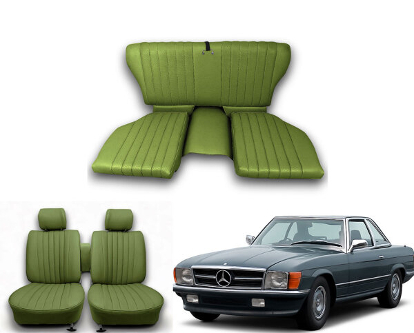 Set Sitzbezüge bis Bj. 84 + Rückbank klappbar für Mercedes SL 107 Grün