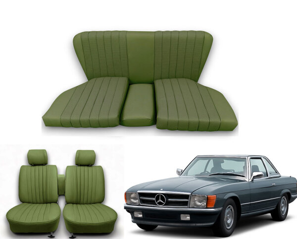 Set Sitzbezüge bis Bj. 84 + Rückbank starr für Mercedes SL 107 Grün
