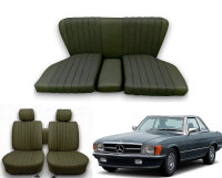 Set Sitzbezüge ab Bj. 85 + Rückbank starr für Mercedes SL 107 Dunkelgrün