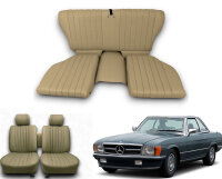 Set Sitzbezüge bis Bj. 84 + Rückbank klappbar für Mercedes SL 107 Beige