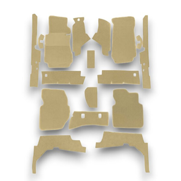 Set Sitzbezüge ab Bj. 85 + Rückbank klappbar + Teppichsatz + Gurte für Mercedes SL 107 Beige