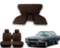 Set Sitzbezüge bis Bj. 84 + Rückbank klappbar für Mercedes SL 107 Braun