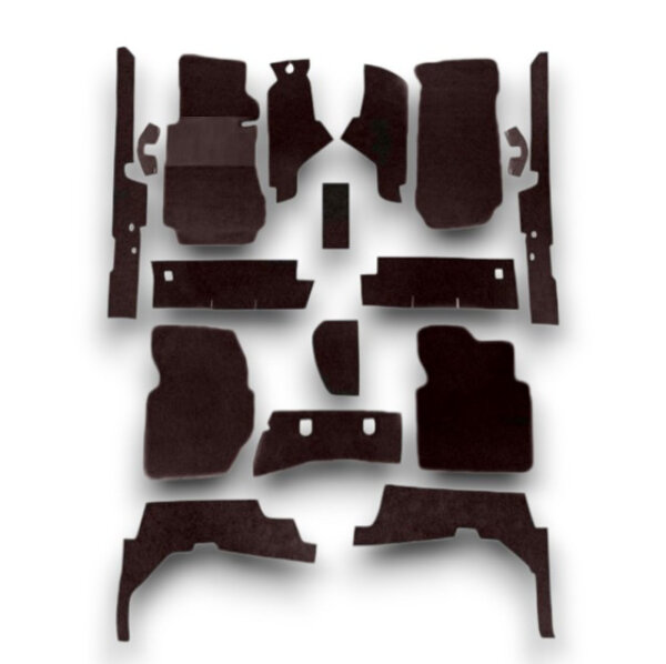 Set Sitzbezüge bis Bj. 84 + Rückbank klappbar + Teppichsatz + Gurte für Mercedes SL 107 Braun