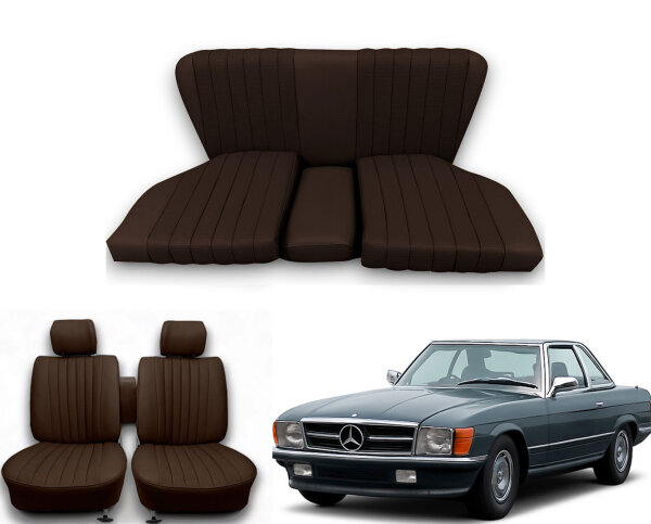 Set Sitzbezüge bis Bj. 84 + Rückbank starr für Mercedes SL 107 Braun