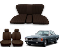 Set Sitzbezüge ab Bj. 85 + Rückbank starr für Mercedes SL 107 Braun