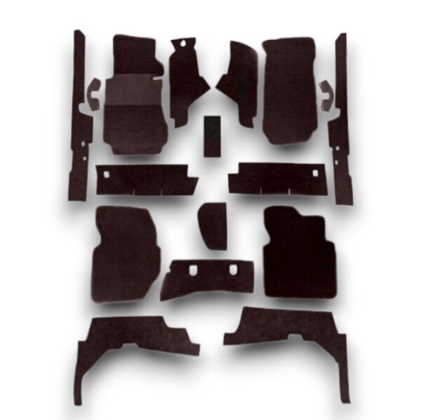 Set Sitzbezüge bis Bj. 84 + Rückbank starr + Teppichsatz + Gurte für Mercedes SL 107 Braun