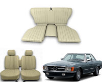 Set Sitzbezüge bis Bj. 84 + Rückbank klappbar für Mercedes SL 107 Pergament