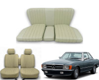 Set Sitzbezüge bis Bj. 84 + Rückbank starr für Mercedes SL 107 Pergament
