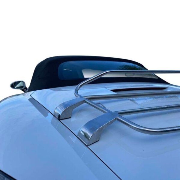 Gepäckträger Heckträger für Porsche Boxster 981 Inkl. dritter Bremsleuchte 2012-2016 Holzvariante Chrom