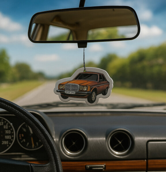 Duftbaum für Mercedes W123 Lufterfrischer Retro Motiv für Autospiegel