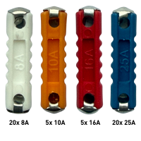 KFZ Sicherungen 50x Torpedo Abschmelzsicherungen 8A 10A 16A 25A Oldtimer Auto Set