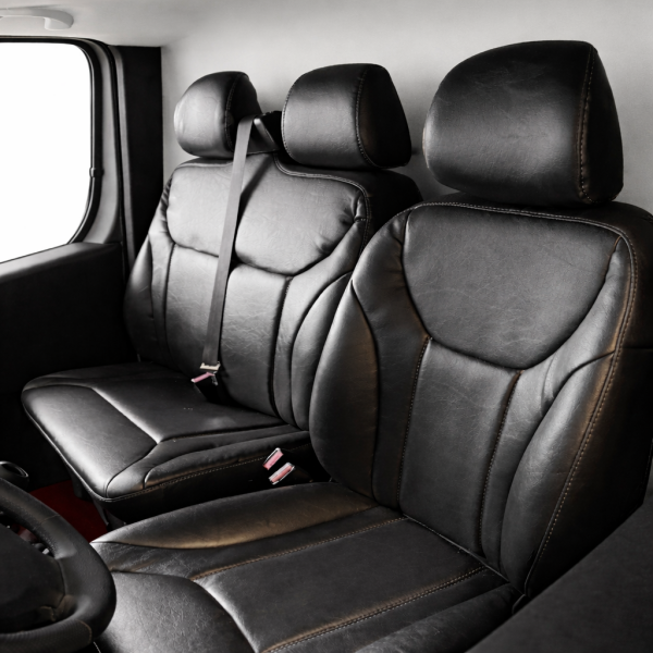 Sitzbezüge Maß für Opel Vivaro Renault Trafic Nissan Primastar 2001–2015 Kunstleder Schwarz