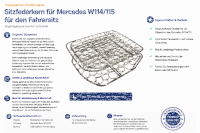 Federkern Sitzfläche für Mercedes Benz W114 / W115 Fahrerseite