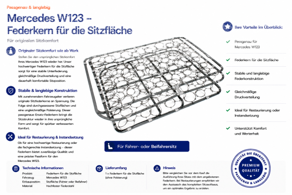 Federkern Sitzfläche für Mercedes Benz W123