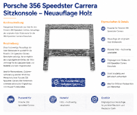Sitzkonsole für Porsche 356 Speedster Carrera Neuauflage Holz