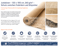 Juteleinen Nessel – 120 x 100 cm, 365 g/m² – Schutz zwischen Federkern und Sitzpolster