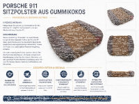 Sitzauflage Sitzpolster für Porsche 911 Gummikokos 1965-1973