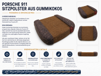Sitzauflage Sitzpolster für Porsche 912 Gummikokos 1965-1996