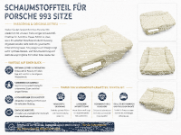 Sitzauflage Sitzpolster Schaumpolster für Porsche 993 Fahrerseite 3 Schalter