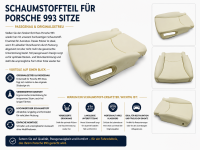 Sitzauflage Sitzpolster Schaumpolster für Porsche 993 Beifahrerseite 2 Schalter