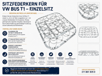 Federkern Sitzfläche für Volkswagen VW Bus T1 Einzelsitz 1962-1967