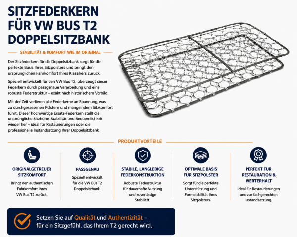 Federkern Sitzfläche für Volkswagen VW T2 Doppelsitzbank