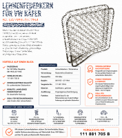 Lehnenfederkern Rückenlehne für Volkswagen VW Käfer 1955-1964
