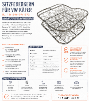 Federkern Sitzfläche für Volkswagen VW Käfer 1966-1972