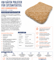 Sitzauflage Sitzpolster für Volkswagen VW Käfer 1955-1966 Gummikokos