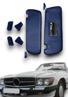 Sonnenblenden Sunvisor Paar mit Stangen + Clips für Mercedes SL 107 blau Linkslenker