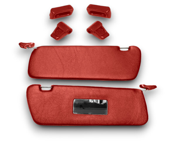 Sonnenblenden Sunvisor Paar mit Stangen + Clips für Mercedes SL 107 rot Linkslenker